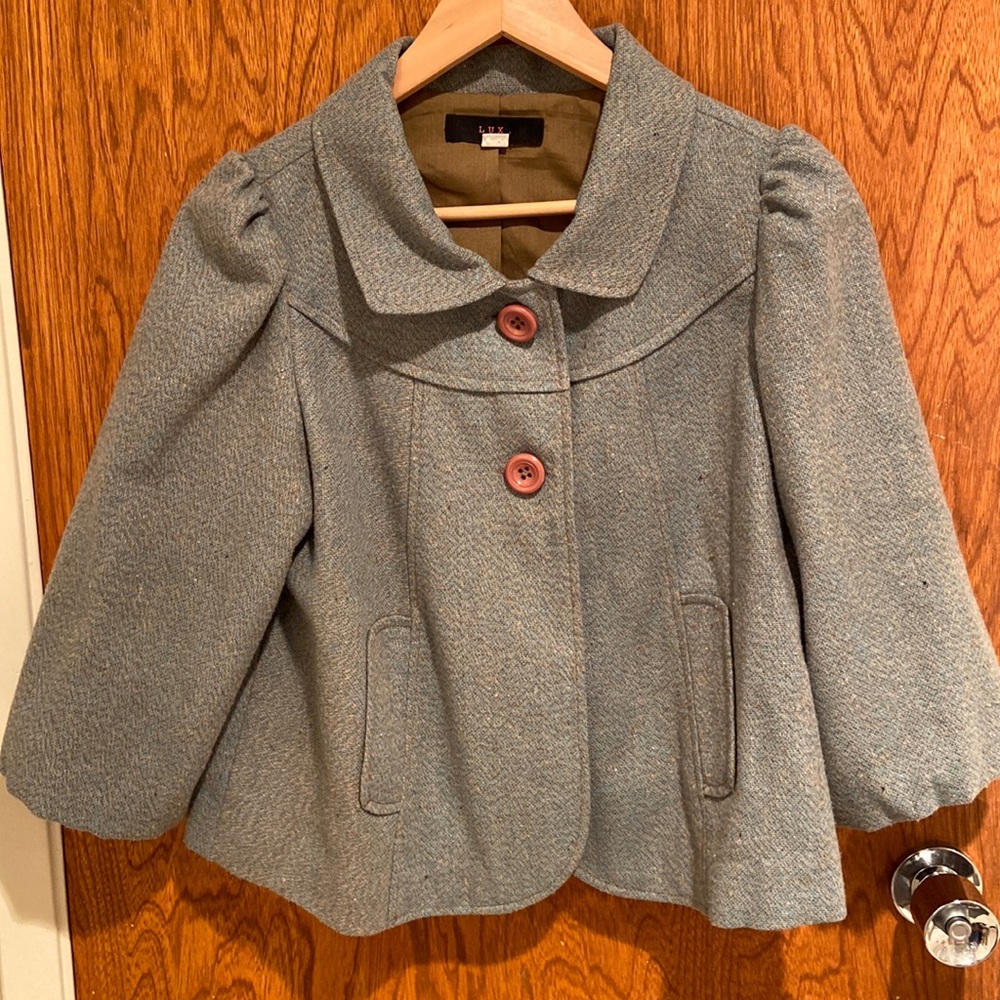 Lux M Green/Blue Puffed Sleeves Jacket